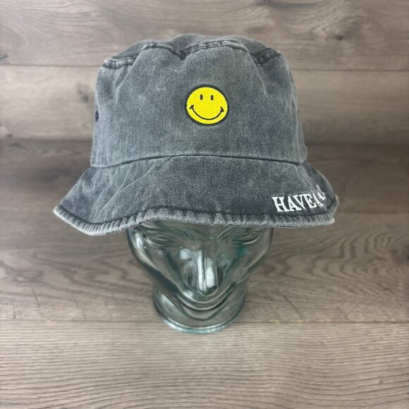 Smiley Originals Have A Nice Day Bucket Hat Black Cotton On Embroidered - Picture 6 of 14